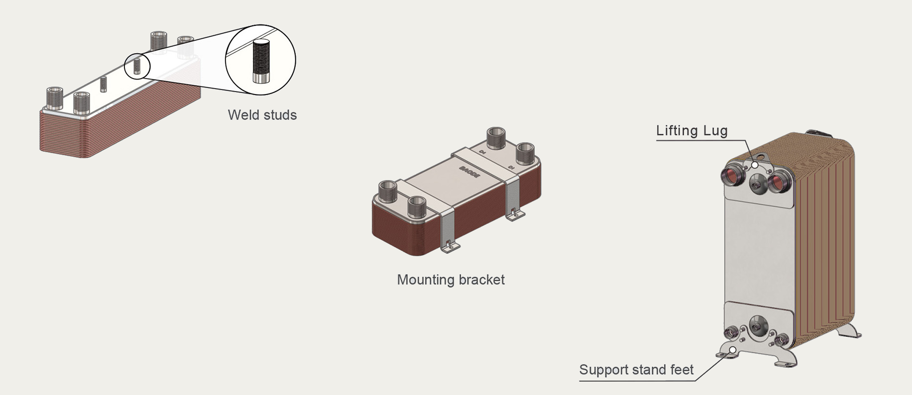 Brazed Plate Heat Exchangers mounting and handling accessories