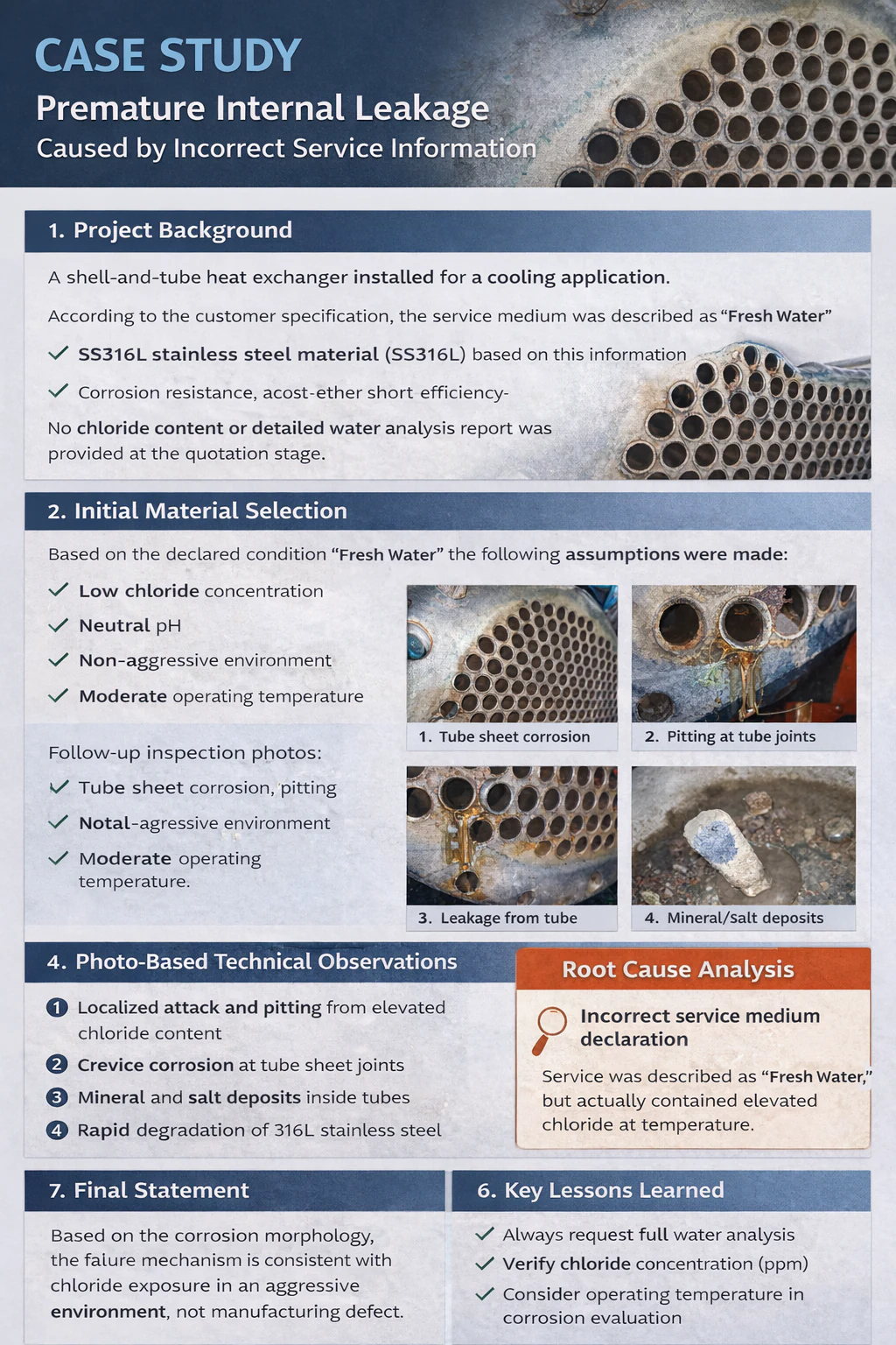 Premature internal leakage caused by incorrect service information