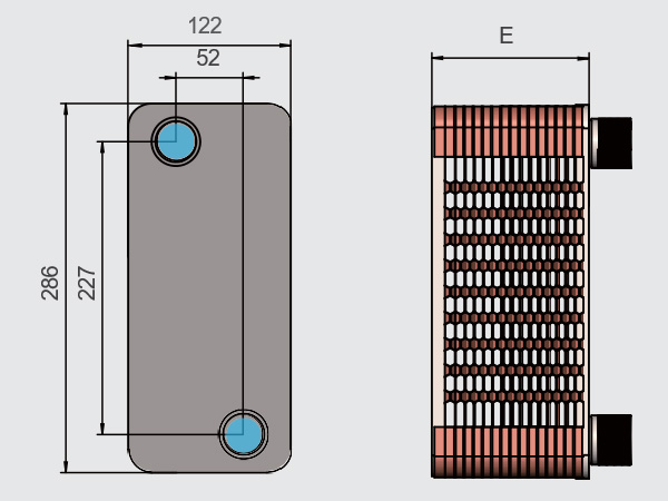 HEXNOVAS BY35 Flue Gas Brazed Plate Heat Exchangers dimension drawing