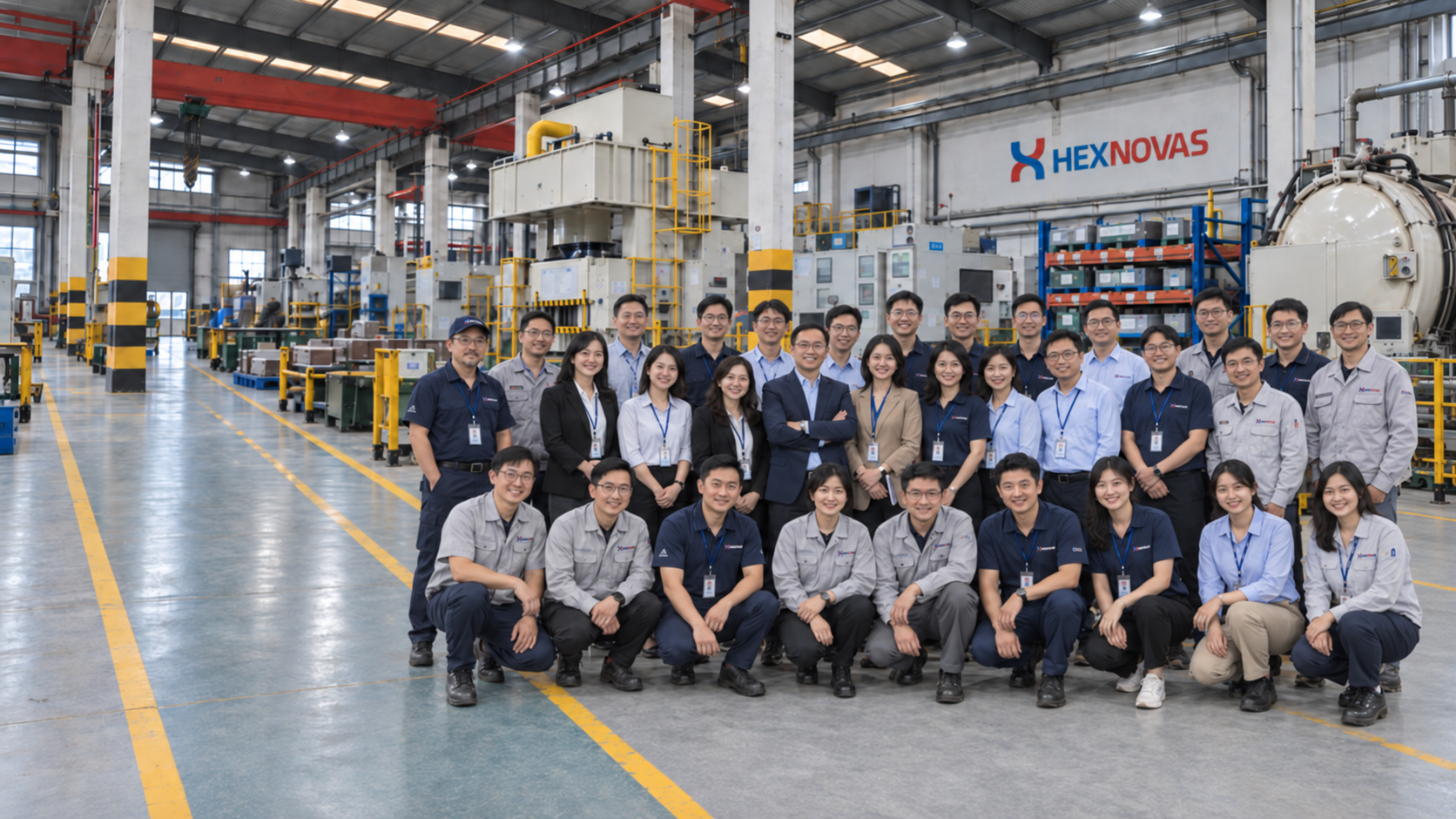 HEXNOVAS team at the heat exchanger manufacturing facility