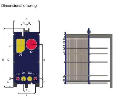 HEXNOVAS EC350 Evaporator Gasketed Plate Heat Exchangers dimension drawing