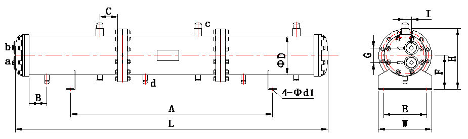 HEXNOVAS JDC36C Shell & Tube Heat Exchangers dimension drawing