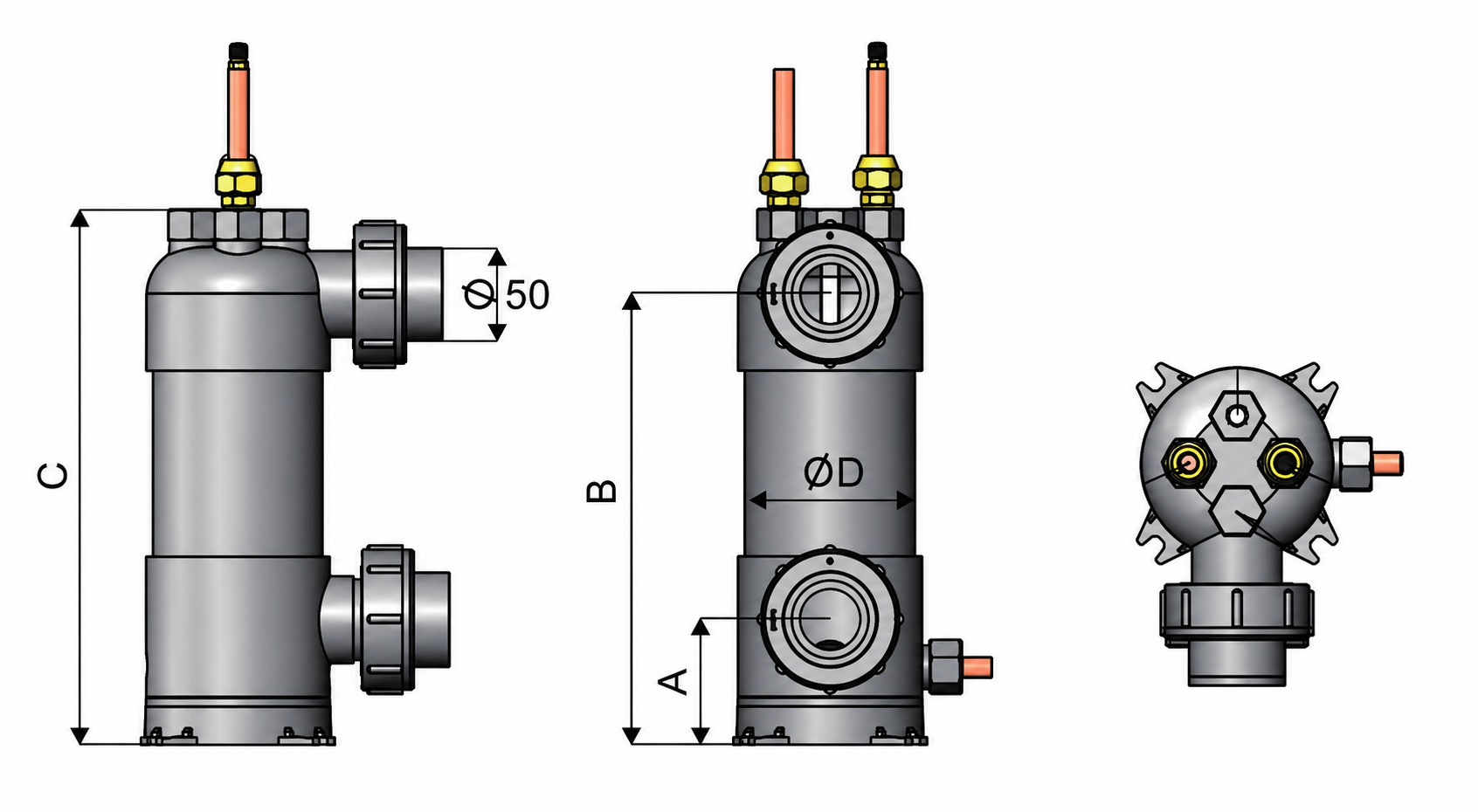 HEXNOVAS PVX-38 PVX Titanium Tube Heat Exchangers dimension drawing