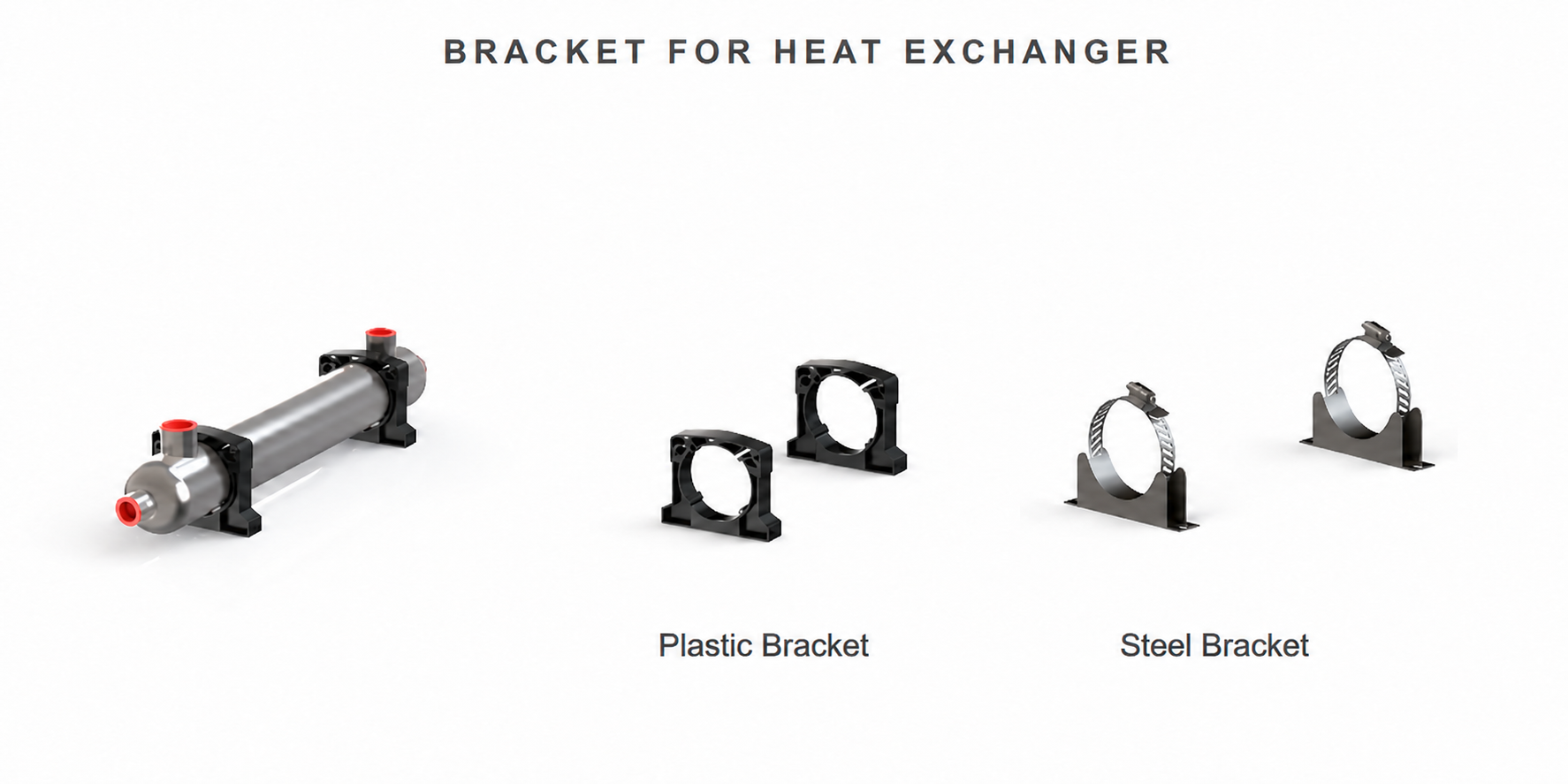 Plastic and steel mounting brackets for swimming pool heat exchangers