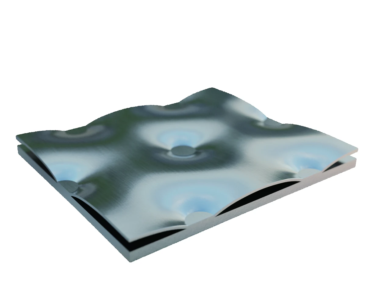 Single embossed pillow plate construction