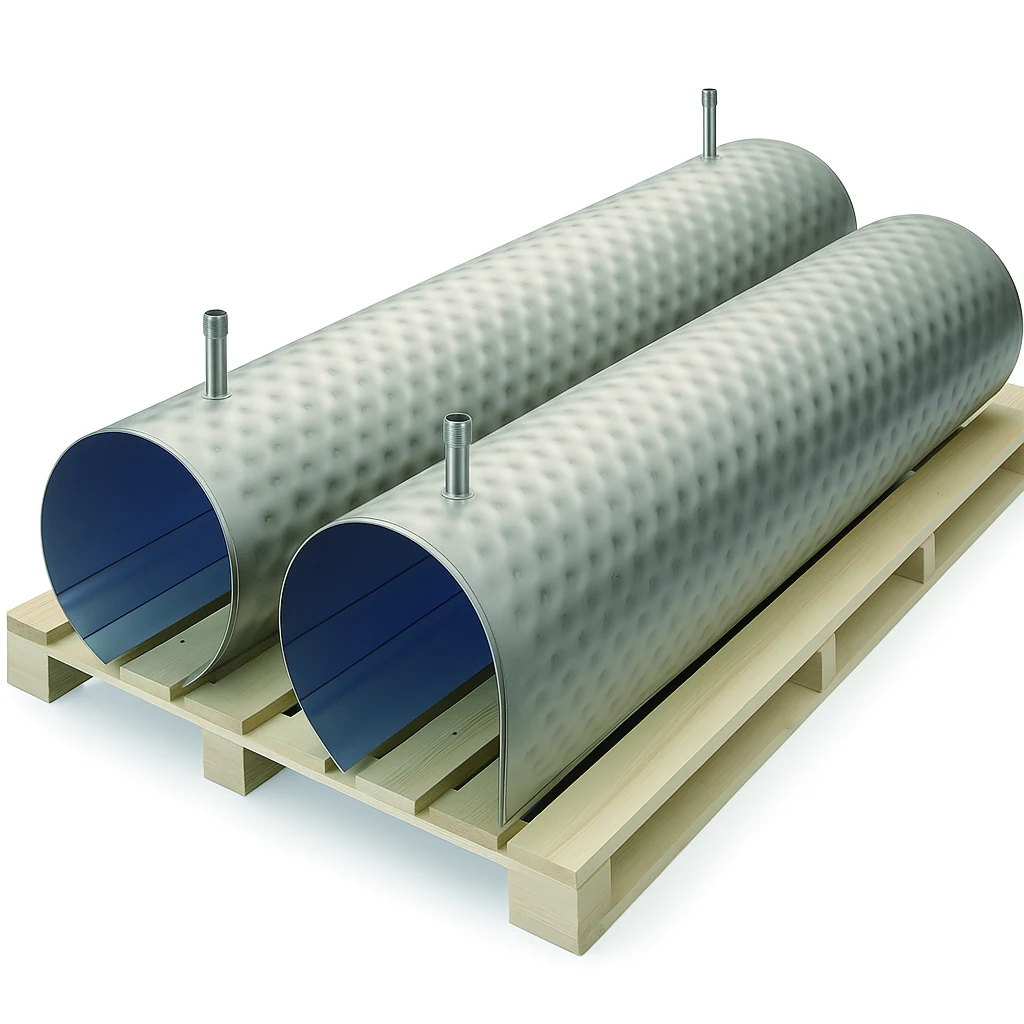 Trays and half pipes made from pillow plates