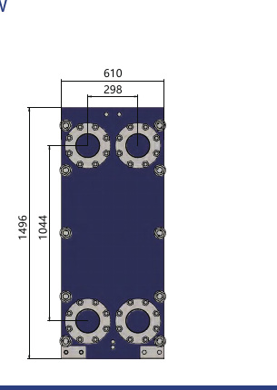 HEXNOVAS BH150BW Semi-Welded Plate Heat Exchangers dimension drawing