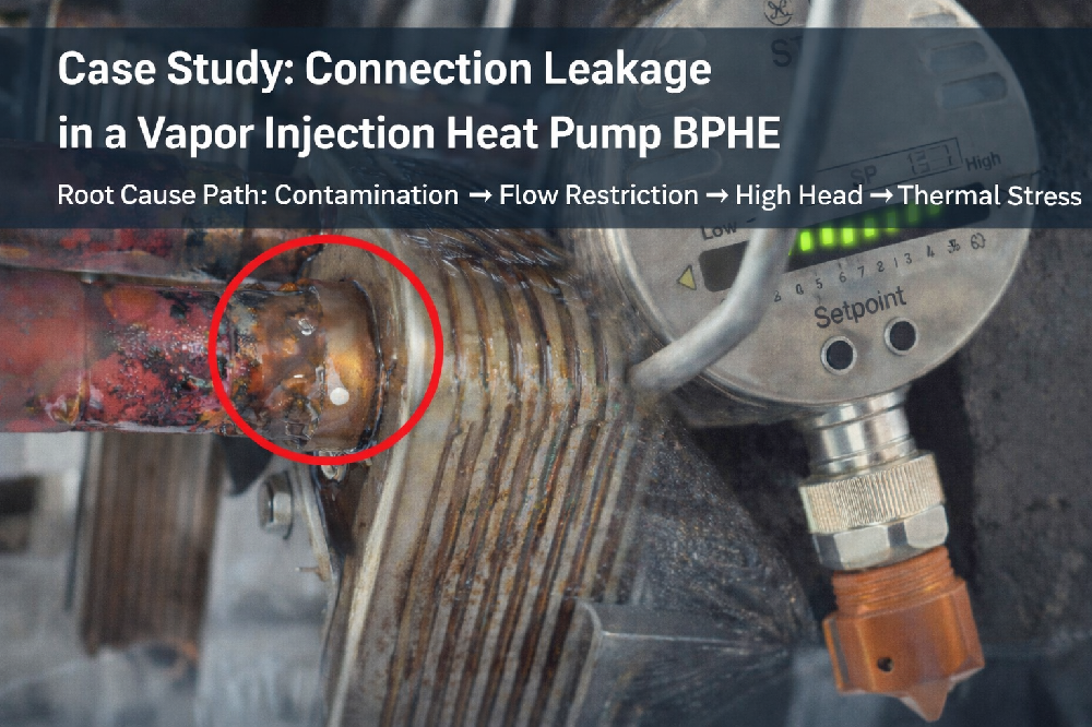 Connection Leakage in a Vapor Injection Heat Pump BPHE