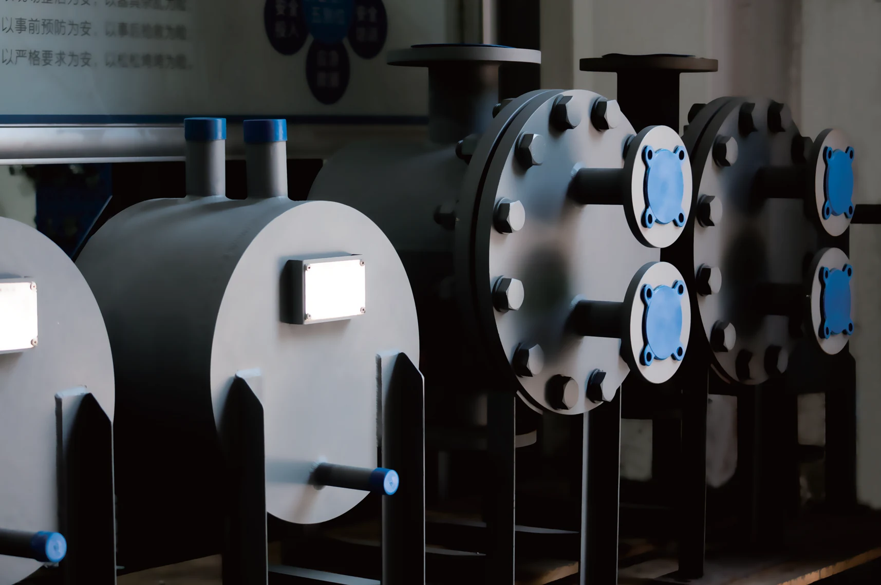 Finished plate and shell heat exchangers in the HEXNOVAS workshop